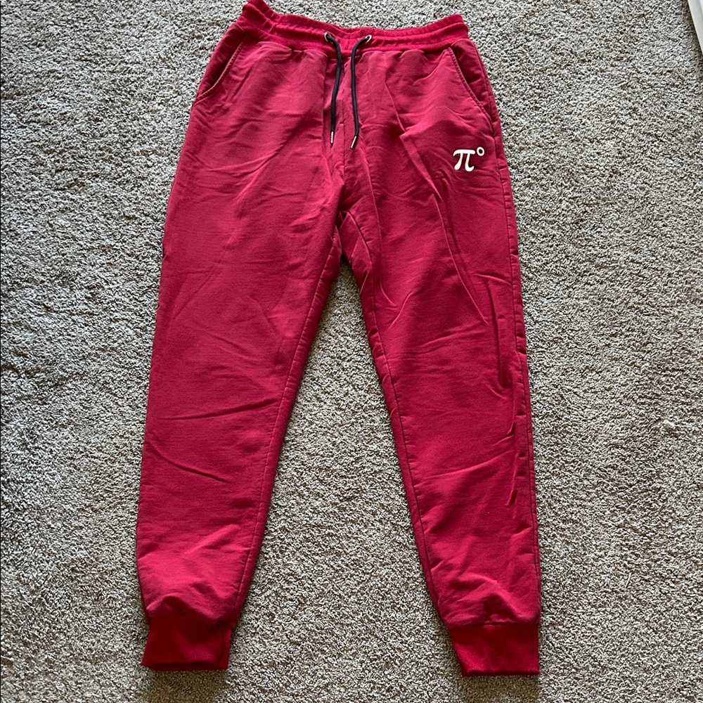 Pi Symbol Red Sweatpants for Men
